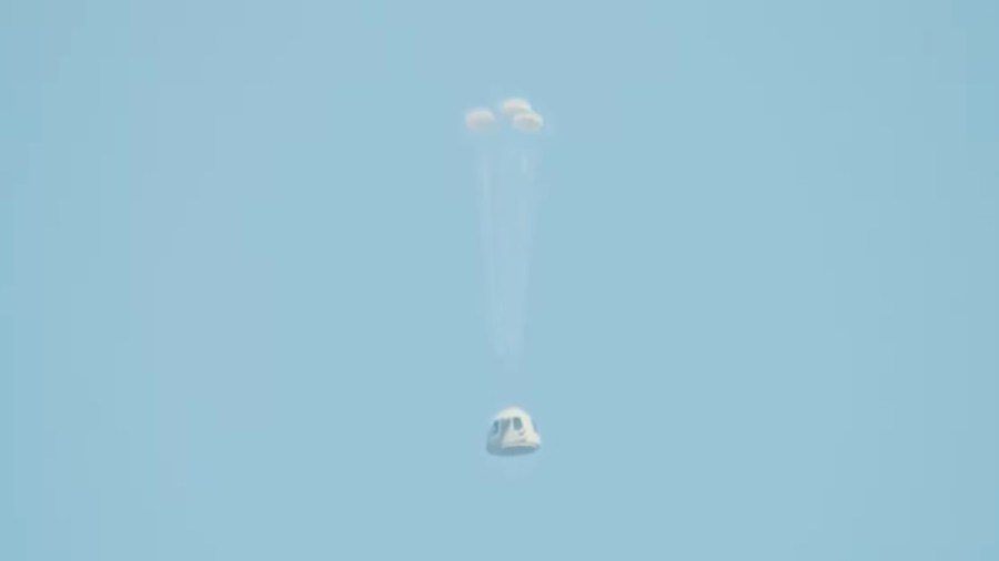 Blue Origin capsule returns from space