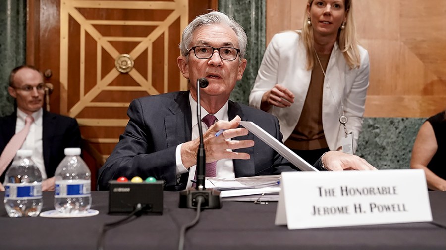 Federal Reserve Chairman Jerome Powell is seen after a Senate Banking, Housing, and Urban Affairs Committee hearing to discuss the Semiannual Monetary Policy Report to the Congress on July 15