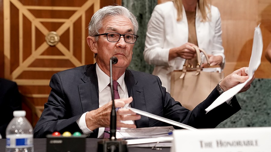 Federal Reserve Chairman Jerome Powell is seen after a Senate Banking, Housing, and Urban Affairs Committee hearing to discuss the Semiannual Monetary Policy Report to the Congress on July 15