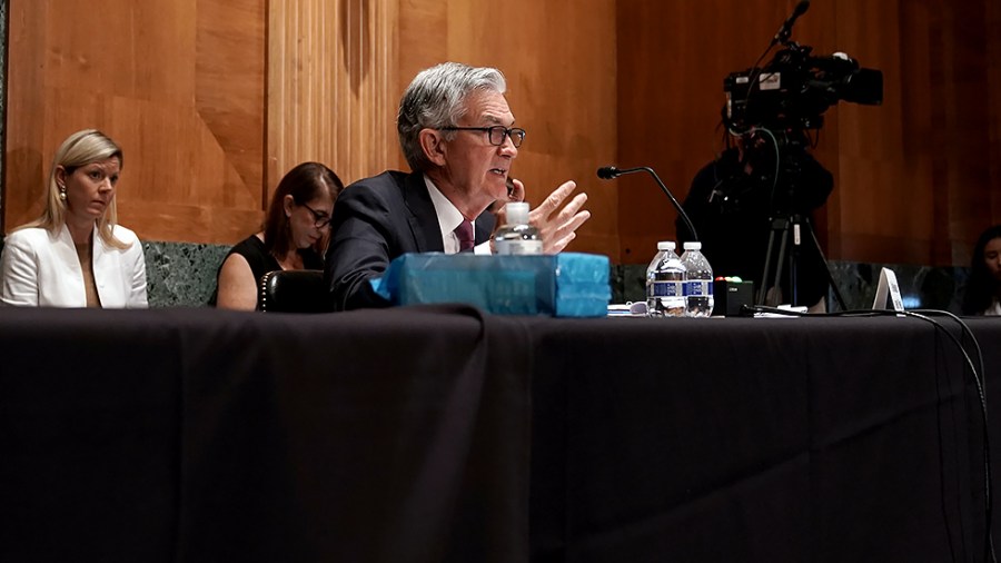 Federal Reserve Chairman Jerome Powell answers a question during a Senate Banking, Housing, and Urban Affairs Committee hearing to discuss the Semiannual Monetary Policy Report to the Congress on July 15.