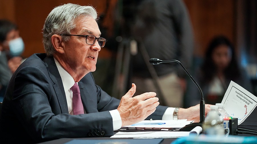 Federal Reserve Chairman Jerome Powell answers a question during a Senate Banking, Housing, and Urban Affairs Committee hearing to discuss the Semiannual Monetary Policy Report to the Congress on July 15