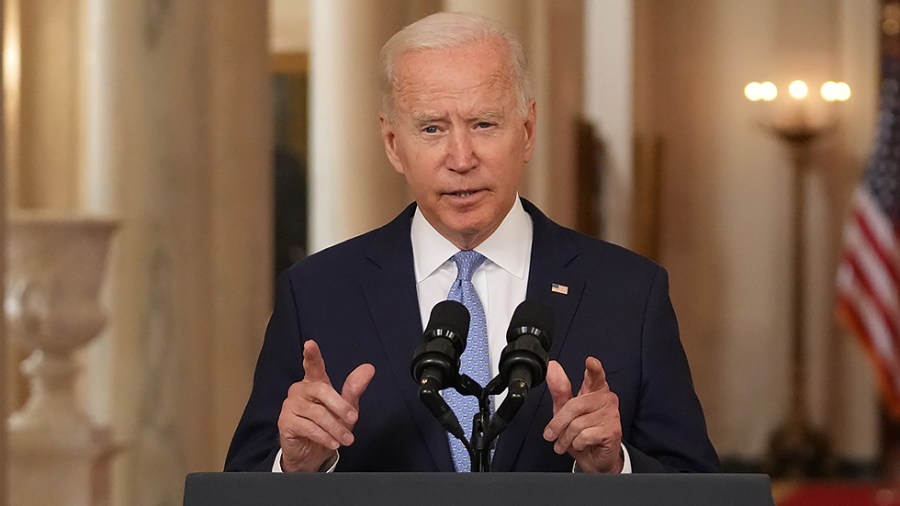 President Biden speaks about the withdrawal of troops and Embassy from Afghanistan at the White House on Tuesday, August 31, 2021