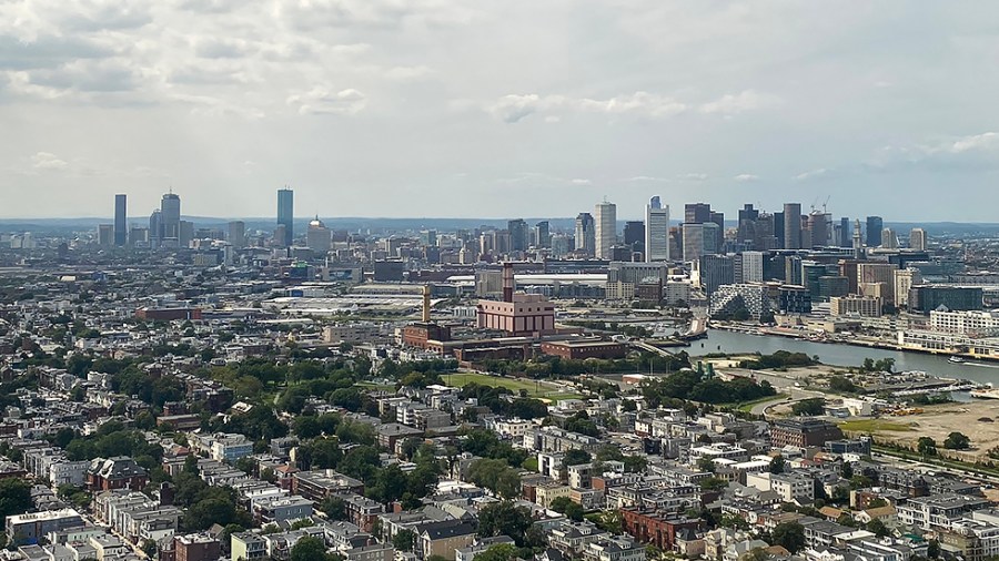 Boston, Mass., is seen overhead on Monday, August 16, 2021.