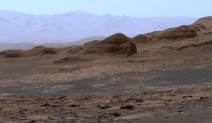 nasa mational aero mars rover curisotiy rock mountains water sediment panorama photos mission