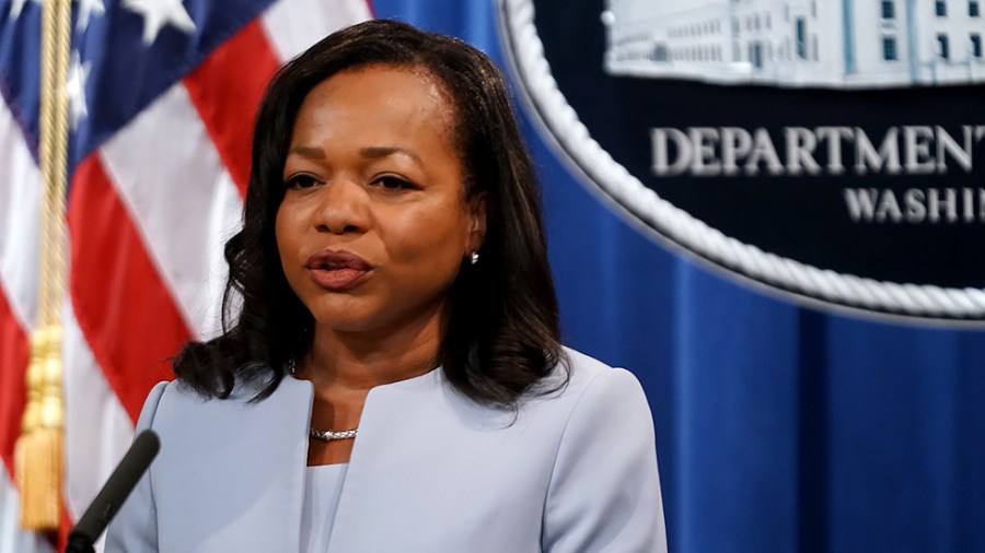 Kristen Clarke, Assistant Attorney General for the Civil Rights Division, addresses reporters at the Department of Justice in Washington, D.C., on Thursday, August 5, 2021 to announce an investigation of the City of Phoenix and the Phoenix Police Dept.