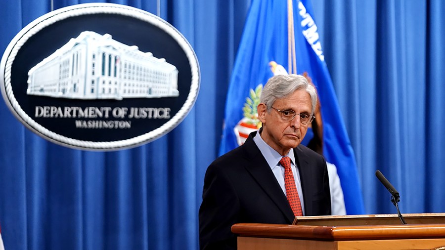 Attorney General Merrick Garland addresses reporters at the Department of Justice in Washington, D.C., on Thursday, August 5, 2021 to announce an investigation of the City of Phoenix and the Phoenix Police Department for civil rights practices.