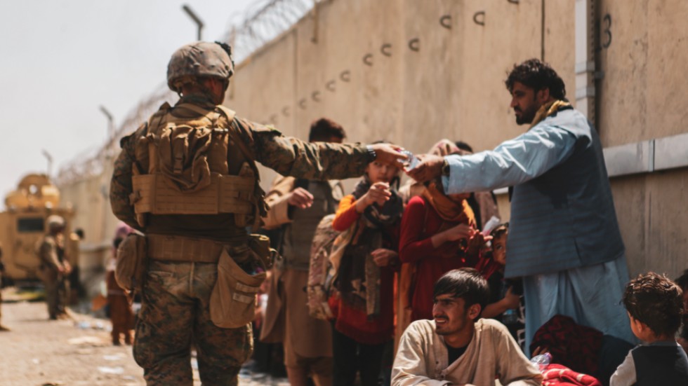 Security at the airport in Kabul