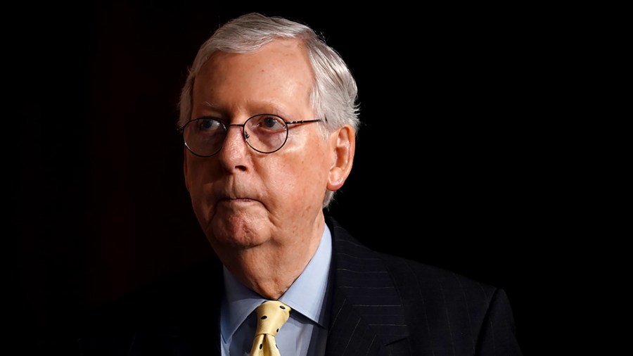 Minority Leader Mitch McConnell (R-Ky.) is seen during a press conference on Wednesday, August 4, 2021 to discuss middle class tax hikes and debt.