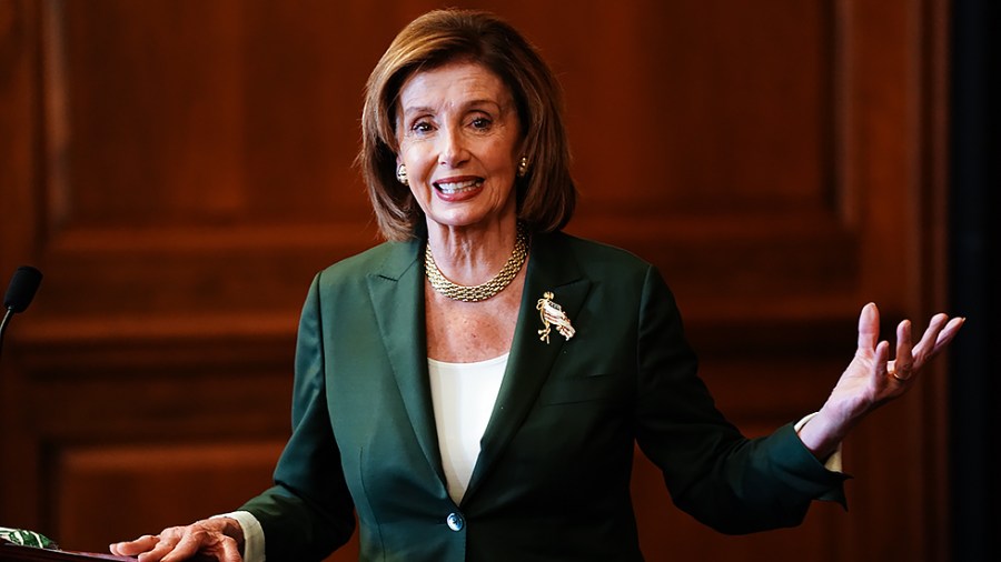 Speaker Nancy Pelosi (D-Calif.) makes a statement during an enrollment ceremony on Wednesday, August 4, 2021 for H.R. 3325 which gives a Congressional Gold Medals to the U.S. Capitol Police for their service on Jan. 6 attack on the Capitol.