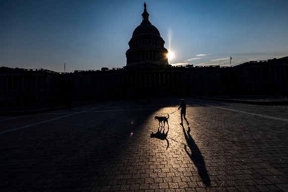 The U.S. Capitol at sunset