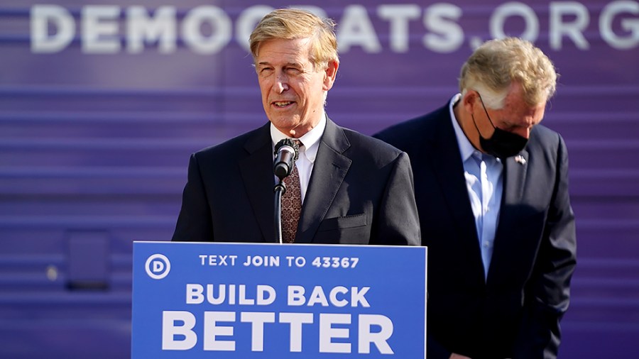 Rep. Don Beyer (D-Va.) addresses supporters at the first stop of the ‘DNC Build Back Better Bus Tour’ at Port City Brewing in Alexandria, Va., on Thursday, August 12, 2021.