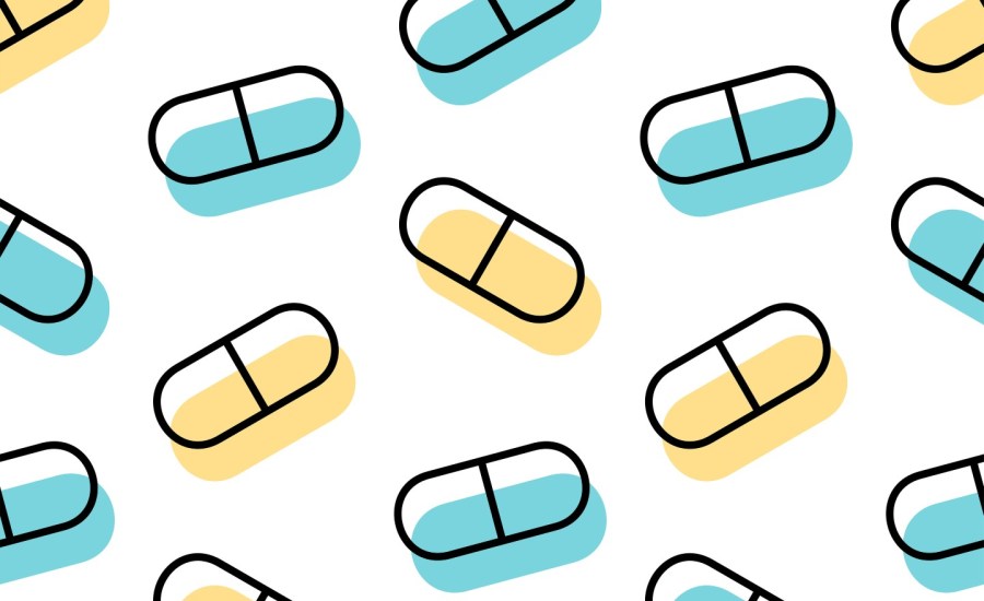 drawings of pill shapes on white background