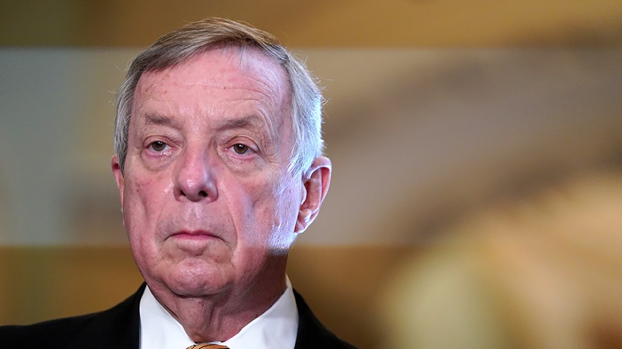 Sen. Richard Durbin (D-Ill.) is seen during a weekly press conference following the Democratic policy luncheon on Tuesday, September 28, 2021.