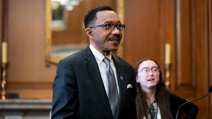 Rep. Kweisi Mfume (D-Md.) arrives for an enrollment ceremony for the Juneteenth National Independence Day Act on Thursday, June 17, 2021.