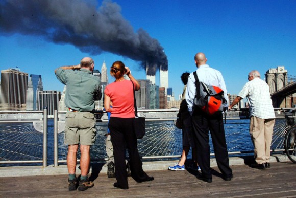 People watch from afar on 9/11