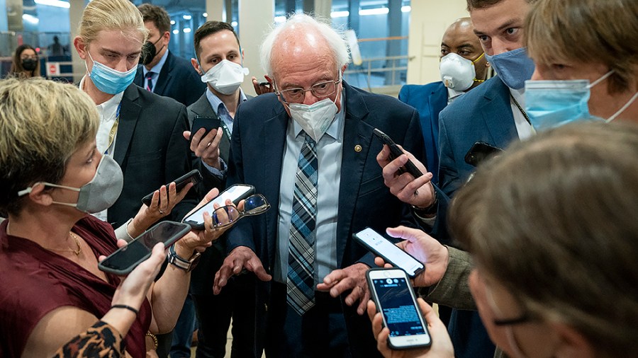 Minority Leader Mitch McConnell (R-Ky.) addresses reporters after the weekly policy luncheon on Tuesday, September 28, 2021.