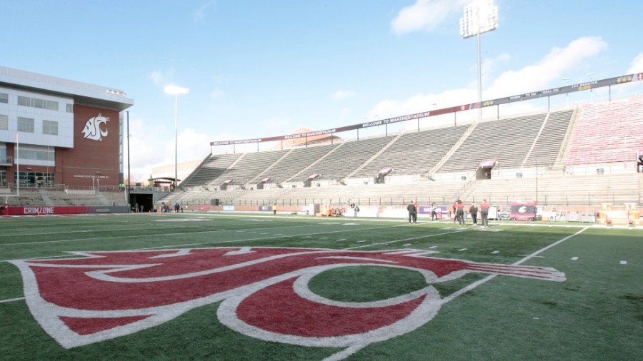 A general view from the field of Martin Stadium prior to the start of the 2019 game between the Stanford Cardinal and the Washington State Cougars