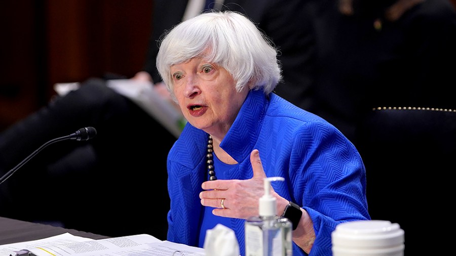 Treasury Secretary Janet Yellen speaks during a Senate Banking, Housing, and Urban Affairs Committee hearing to discuss oversight of the CARES Act within the Federal Reserve and Department of Treasury on Tuesday, September 28, 2021.