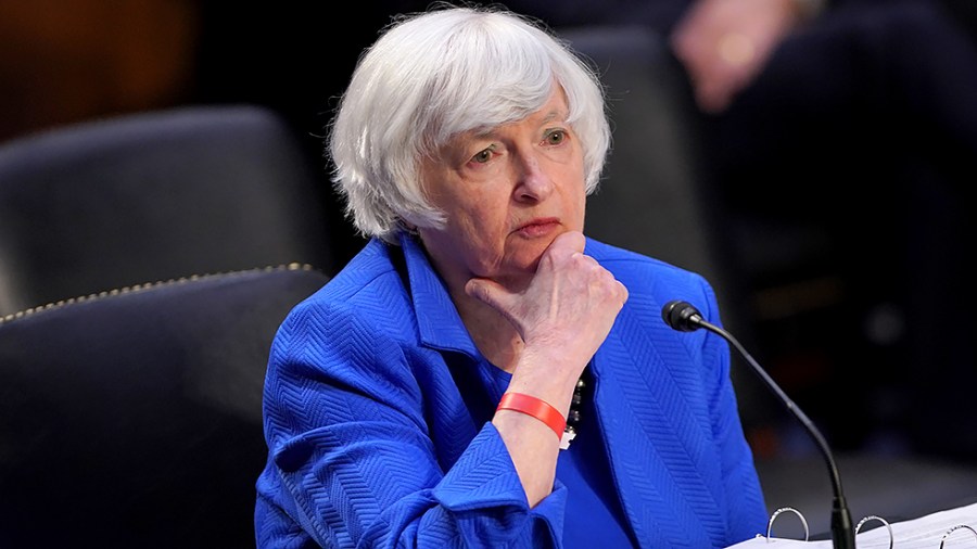 Treasury Secretary Janet Yellen is seen during a Senate Banking, Housing, and Urban Affairs Committee hearing to discuss oversight of the CARES Act within the Federal Reserve and Department of Treasury on Tuesday, September 28, 2021.