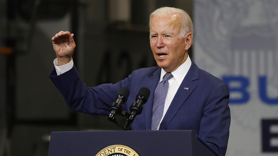 President Biden delivers remarks at NJ Transit Meadowlands Maintenance Complex in Newark, N.J. on Monday, October 25, 2021.