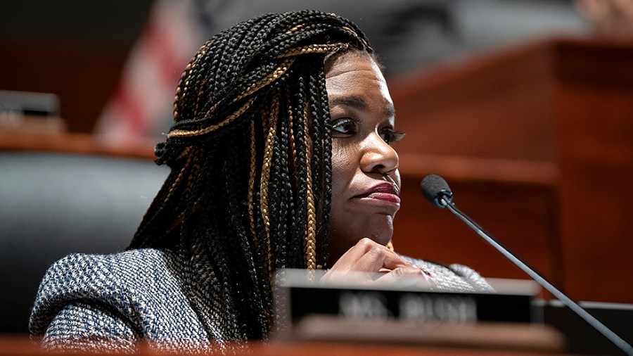 Rep. Cori Bush (D-Mo.) questions Attorney General Merrick Garland during a House Judiciary Committee oversight hearing of the Department of Justice on Thursday, October 21, 2021.