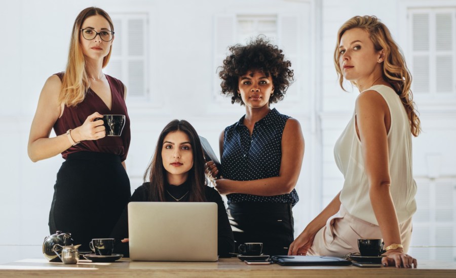 a group of women in an office