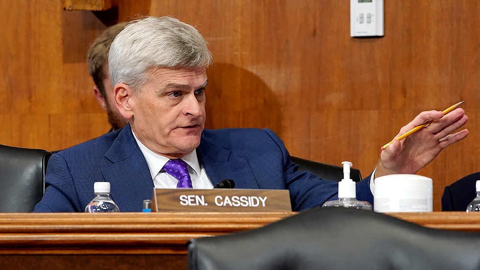 Sen. B. Cassidy (R-La.) asks questions during a Senate Energy and Natural Resources Committee hearing to examine the the Federal Energy Regulatory Commission  on Tuesday, September 28, 2021.