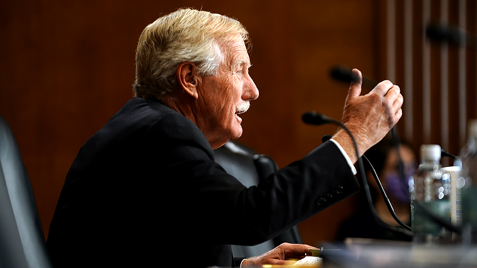 Sen. A. King (I-Maine) speaks during a Senate Energy and Natural Resources Committee hearing to examine the the Federal Energy Regulatory Commission  on Tuesday, September 28, 2021.