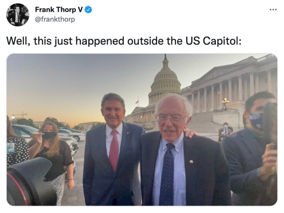 Sen. Joe Manchin with Sen. Bernie Sanders