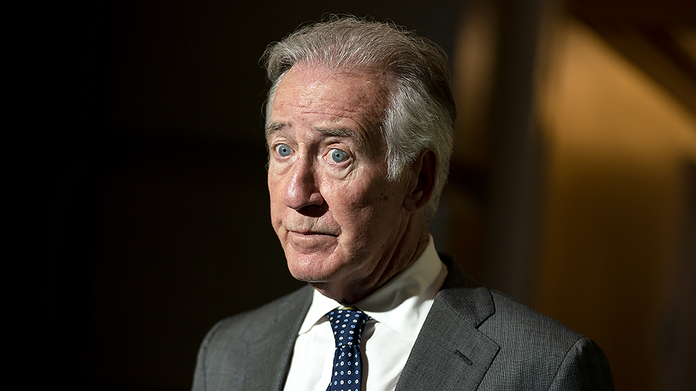 Rep. R Neal (D-Mass.) speaks to reporters after Democratic Caucus meeting on Friday, October 1, 2021 after hearing P Biden discuss the bipartisan infrastructure plan.