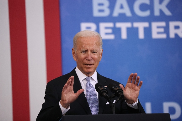 President Joe Biden speaks at an event at the Electric City Trolley Museum in Scranton