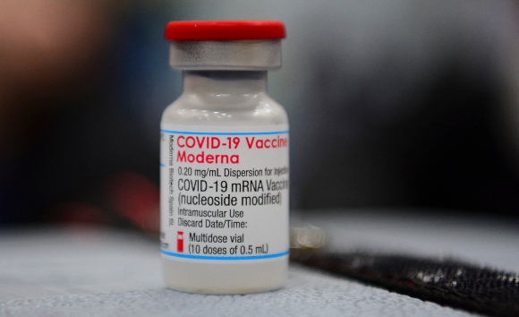 A vial of the Moderna vaccine against COVID-19