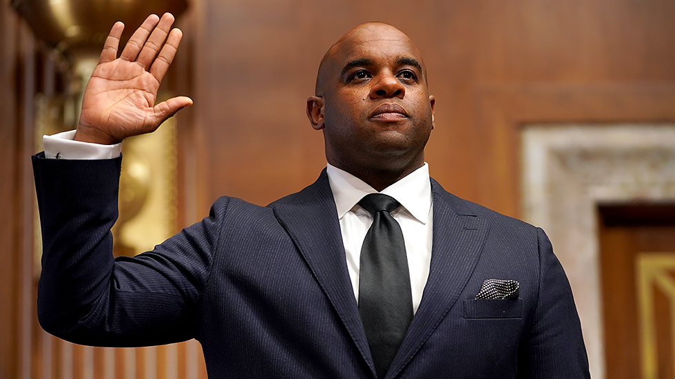 Federal Energy Regulatory Commission member nominee Willie Phillips Jr. is sworn in during his Senate Energy and Natural Resources Committee nomination hearing on Tuesday, October 19, 2021.