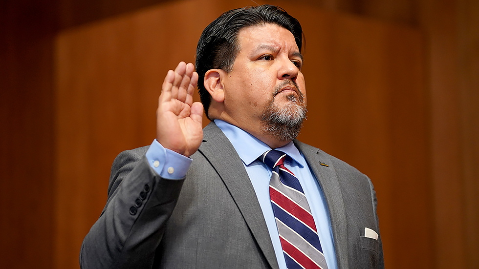 Nominee to be Director of the National Park Service Charles Sams III is sworn in during his Senate Energy and Natural Resources Committee nomination hearing on Tuesday, October 19, 2021.