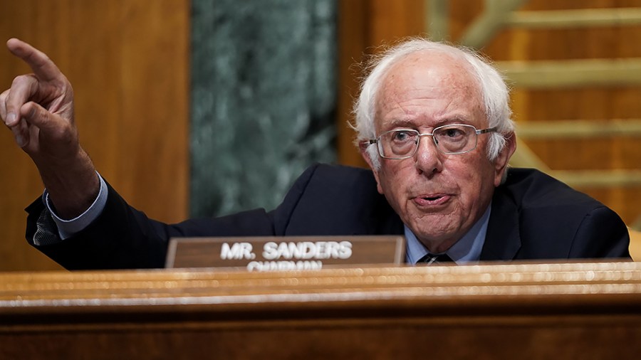 Senate Budget Committee Chairman Bernie Sanders (I-Vt.) gives an opening statement during a hearing to discuss President Biden's budget request for FY 2022 on Tuesday, June 8, 2020 .