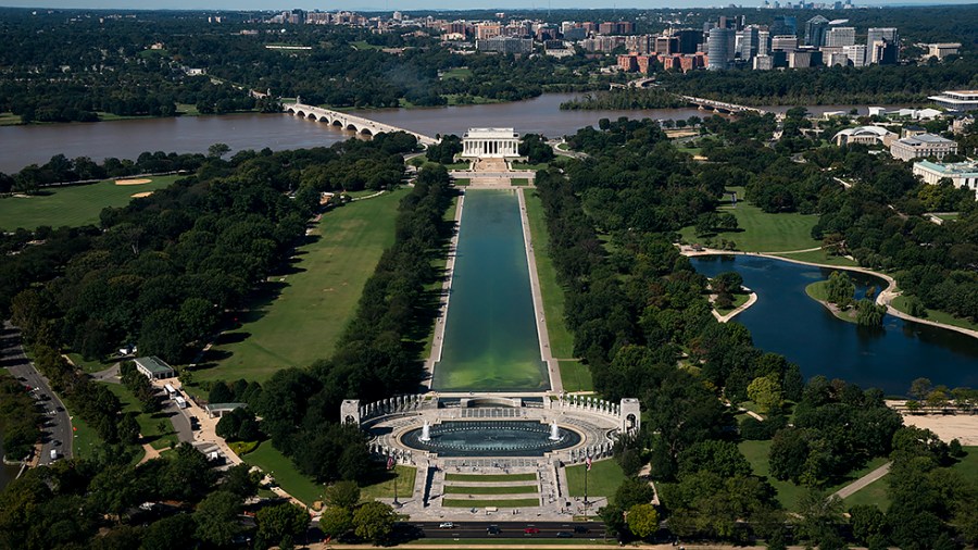 The Lincoln Memorial is seen from the Washington Monument on Friday, September 24, 2021.