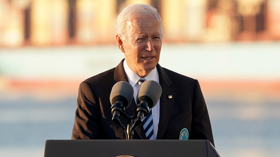 President Biden discusses the bipartisan infrastructure deal during an event at the Port of Baltimore’s Dundalk-Marine Terminal in Baltimore Md., on Wednesday, November 10, 2021.