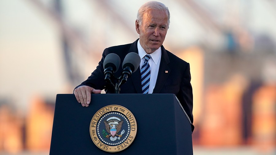 President Biden discusses the bipartisan infrastructure deal during an event at the Port of Baltimore’s Dundalk-Marine Terminal in Baltimore Md., on Wednesday, November 10, 2021.