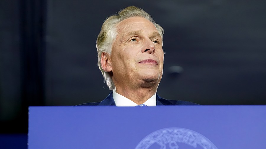 Democratic gubernatorial candidate Terry McAuliffe addresses supporters during an election night event at the Hilton McLean Tysons Corner in McLean, Va., on Tuesday, November 2, 2021.