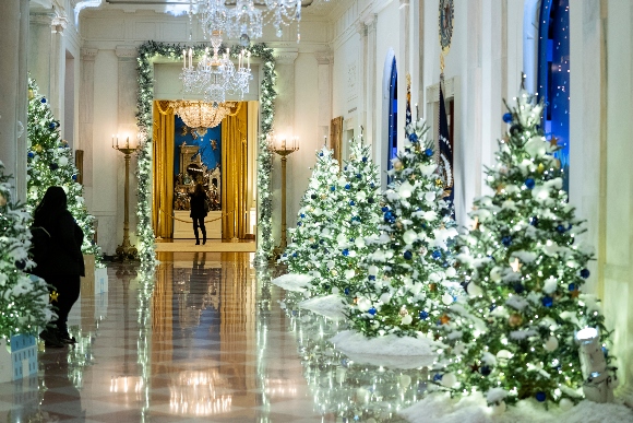 The Cross Hall of the White House is decorated for the holiday season