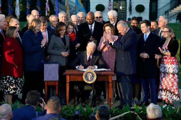 President Joe Biden signs the "Infrastructure Investment and Jobs Act"