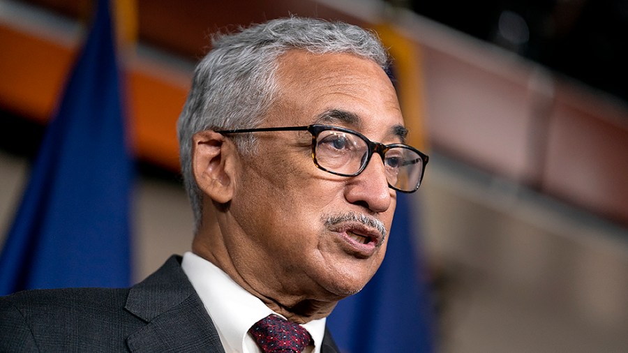 Rep. Bobby Scott (D-Va.) addresses reporters during a press conference on Friday, November 19, 2021 after the Build Back Act vote.