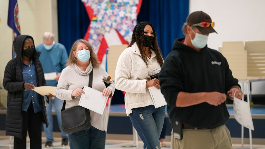 Voters wait in line