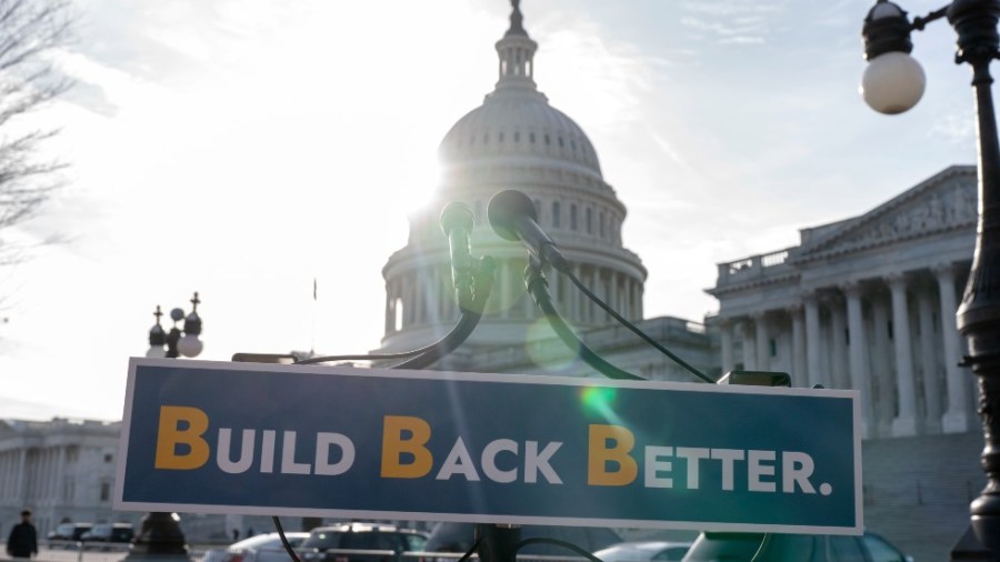 Build Back Better sign in front of Capitol