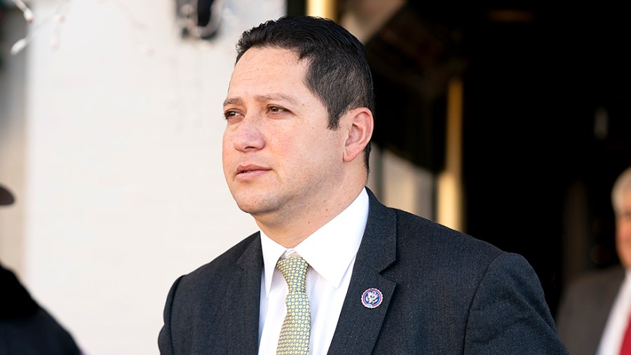 Rep. Tony Gonzales (R-Texas) leaves a House Republican Conference meeting at the Capitol Hill Club in Washington, D.C., on Wednesday, December 1, 2021.