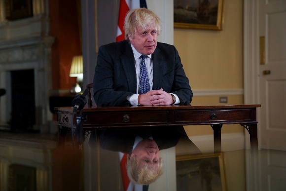 British Prime Minister Boris Johnson records an address to the nation