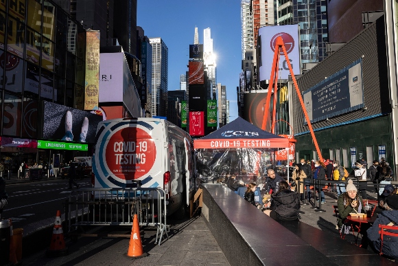 COVID-19 testing site is seen in Times Square