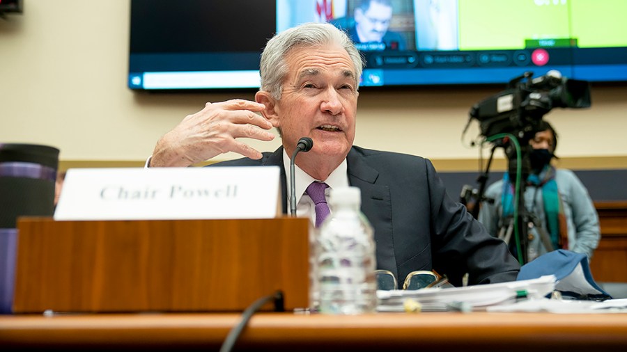 Federal Reserve Chairman Jerome Powell answers questions during a House Financial Services Committee oversight hearing of the Treasury Department's and Federal Reserve's Pandemic Response on Wednesday, December 1, 2021.