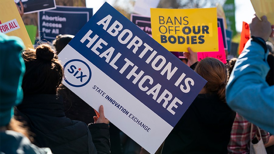 Supporters for and against abortion demonstrate outside the Supreme Court on Wednesday, December 1, 2021 after oral arguments in Dobbs v. Jackson Women’s Health Organization.