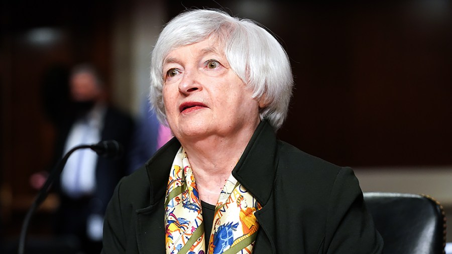 Treasury Secretary Janet Yellen arrives for a Senate Banking, Housing, and Urban Affairs Committee hearing to discuss oversight of the Department of Treasury and Federal Reserve over the CARES Act on Tuesday, November 30, 2021.